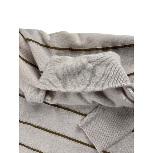 Garnet Hill Turtleneck Sweater Women Striped Wool Cashmere Size Medium Oversized - Picture 11 of 16